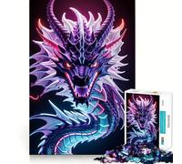 Rompecabezas de 1000 Piezas con diseño de dragón Morado neón para Adultos Juguete Inteligente para el Tiempo Libre Arte de Corte preciso Artículo Coleccionable (38x52cm)
