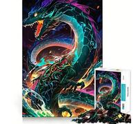Rompecabezas de 1000 Piezas con diseño de dragón neón para Adultos Juguete para ejercitar la Mente Arte Relajante Regalo Ideal para Festivales (50x75cm)