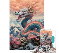Rompecabezas de 1000 Piezas con diseño de dragón Sakura Juguete Chino para desarrollar la Inteligencia Cerebral Ideal para familias Parejas y como Regalo artístico (tamaño 50x75cm)