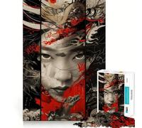 Rompecabezas de 1000 Piezas con diseño de dragón y Geisha samurái para Adolescentes Juguete Mental para aliviar el estrés Corte Premium (50x75cm)