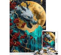 Rompecabezas de 1000 Piezas con diseño de dragón y Luna Juegos Divertidos para Pasar el Tiempo en casa Decoración del hogar Juguetes para Fortalecer el Amor Entre Parejas (52x38cm)