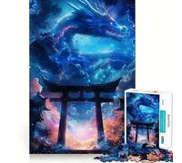 Rompecabezas de 1000 Piezas con diseño de dragón y Puerta Torii mítica para Adultos Desarrolla la Capacidad Mental y te Mantiene entretenido Bordes precisos (38x52cm)