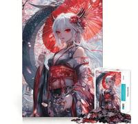Rompecabezas de 1000 Piezas con diseño de dragona en Flor de Cerezo,Corte Exacto,Arte,lógica,Juego,Ocio,diversión,decoración navideña para la Pared (50x75cm)