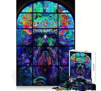 Rompecabezas de 1000 Piezas con diseño de druida en vidrieras para Adolescentes Juego Inteligente para Relajarse y armar Patrones Lista de Deseos de Papá Noel 38x52cm