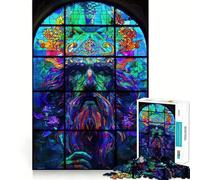 Rompecabezas de 1000 Piezas con diseño de druida en vidrieras para Adolescentes Juego Inteligente para Relajarse y armar Patrones Lista de Deseos de Papá Noel 38x52cm