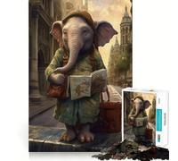 Rompecabezas de 1000 Piezas con diseño de Elefante guía de Viaje Piezas de Corte Limpio Juguete para desarrollar la Capacidad cognitiva diversión para Momentos de Calma decoración navideña (38x52cm)