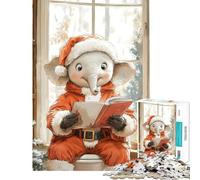 Rompecabezas de 1000 Piezas con diseño de Elefante navideño Ayuda para la Lectura Ejercicio Cerebral Actividades Familiares Juego práctico para Mayores de 14 años Juego de Rompecabezas Incluido