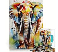 Rompecabezas de 1000 Piezas con diseño de Elefante Pintado en Acuarela para Adolescentes Juego Divertido y fácil de armar Sin Espacios Entre Las Piezas Actividad Nocturna Ideal para Toda la Familia
