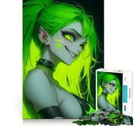 Rompecabezas de 1000 Piezas con diseño de Elfo neón Sonriente para Adultos Ideal para Mejorar la Memoria, divertirse y Relajarse Bordes limpios Artículo de Santa Claus (38x52cm)