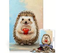Rompecabezas de 1000 Piezas con diseño de Erizo Sonriente y Manzana para Adultos Juguete de lógica de Alta precisión Divertido y fácil de armar Regalo Memorable 50x75cm