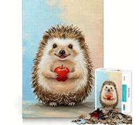 Rompecabezas de 1000 Piezas con diseño de Erizo Sonriente y Manzana para Adultos Juguete de lógica de Alta precisión Divertido y fácil de armar Regalo Memorable 50x75cm