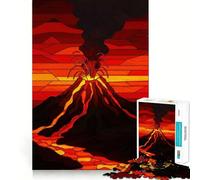 Rompecabezas de 1000 Piezas con diseño de erupción volcánica en vitrales Juego de lógica para Adultos Corte de precisión Bordes Lisos reuniones Familiares (38x52cm)