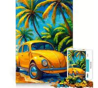 Rompecabezas de 1000 Piezas con diseño de Escarabajo Amarillo en una Playa Tropical para Adultos Ideal para Mejorar la Mente Juego con Corte láser para un Ajuste Diversión Familiar Nocturna