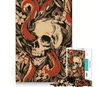 Rompecabezas de 1000 Piezas con diseño de Esqueleto de Serpiente y Flores Regalo Ideal para Adultos Un desafío para la Mente Juguete fácil de Usar Corte preciso (50x75cm)