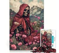 Rompecabezas de 1000 Piezas con diseño de Esqueleto disfrutando de Flores para Adultos Juguete Inteligente, Divertido y silencioso Corte preciso 50x75cm
