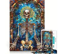 Rompecabezas de 1000 Piezas con diseño de Esqueletos y vidrieras para Adolescentes Mejora la Memoria, estimula el Juego Relajante y Tiene Bordes limpios Artículo de Santa Claus 50x75cm