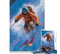 Rompecabezas de 1000 Piezas con diseño de Esquiador en acción para Adolescentes Juguete antiestrés con Corte preciso y Lista de Deseos de Papá Noel 38x26cm