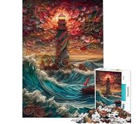 Rompecabezas de 1000 Piezas con diseño de Faro y Filigrana de Papel Juegos de relajación para Adultos análisis y lógica Toda la Familia (tamaño 38x52cm)