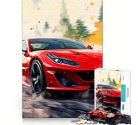 Rompecabezas de 1000 Piezas con diseño de Ferrari Rojo en Acuarela para Adolescentes Juguete de lógica Clara Tiempo de Paz Corte Lista de Deseos de Papá Noel (38x26cm)