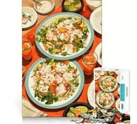 Rompecabezas de 1000 Piezas con diseño de festín de Ceviche Colorido,Ajuste, Arte,Juego de Habilidad y Pensamiento,Tiempo de Descanso,Juego, (38x26cm)