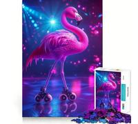 Rompecabezas de 1000 Piezas con diseño de Flamenco Rosa patinando, Ideal para Adultos, estimular la Memoria, entretenerse en casa o Decorar la Pared (38x26cm)