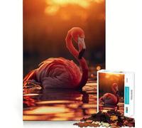 Rompecabezas de 1000 Piezas con diseño de flamencos Elegantes al Atardecer para Adultos Juguete de lógica precisa para el hogar y el Ocio Regalo conmovedor 38x52cm