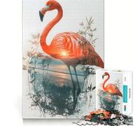 Rompecabezas de 1000 Piezas con diseño de flamencos Rosas al Atardecer para Adolescentes Juguete de lógica Resistente Escapada Tranquila Bordes Transparentes Regalo de cumpleaños (38x26cm)