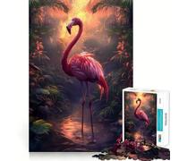 Rompecabezas de 1000 Piezas con diseño de flamencos y Puesta de Sol Tropical, Corte preciso, Arte, lógica y Juego para Relajarse Regalo Divertido para cumpleaños (38x52cm)