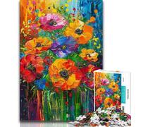 Rompecabezas de 1000 Piezas con diseño de Flor de Amapola Pintura al óleo para Adultos y Adolescentes Entrena tu Cerebro y Tus Manos Regalos para Amigos y Familiares 38x26cm