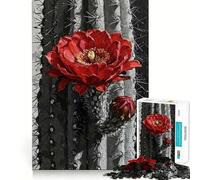 Rompecabezas de 1000 Piezas con diseño de Flor de Cactus Rojo para Adolescentes Juguete para ejercitar la Mente Juego de Mesa en Grupo Arte y Montaje Regalo clásico (38x26cm)