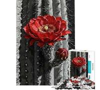 Rompecabezas de 1000 Piezas con diseño de Flor de Cactus Rojo Rompecabezas para Adultos Juegos relajantes Una Obra de Arte cumpleaños y Navidad (tamaño 38x52cm)
