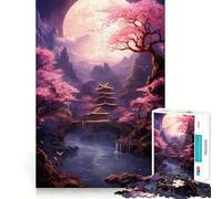 Rompecabezas de 1000 Piezas con diseño de Flor de Cerezo,Arte japonés,Corte preciso,Juguete de construcción,Ideal para Relajarse y divertirse en cumpleaños (38x26cm)