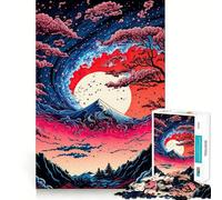 Rompecabezas de 1000 Piezas con diseño de Flor de Cerezo,Arte japonés,Juego armar,Actividad Cerebral,Juego Divertido y Relajante,Regalo de decoración navideña (38x26cm)