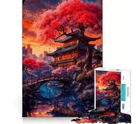 Rompecabezas de 1000 Piezas con diseño de Flor de Cerezo,Estilo japonés,preciso,Divertido y Que estimula el Pensamiento Ideal para Momentos de Paz y Tranquilidad Navidad (38x52cm)