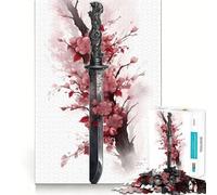 Rompecabezas de 1000 Piezas con diseño de Flor de Cerezo y Arma,Bordes Finos,artesanía,Actividad Mental Inteligente,Juego Relajante,Regalo Divertido de Navidad (50x75cm)