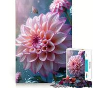Rompecabezas de 1000 Piezas con diseño de Flor de Dalia Rosa y Gotas de Agua para Adolescentes Mejora la Memoria, relaja la Mente y CREA un Regalo Original (38x52cm)