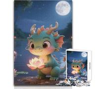 Rompecabezas de 1000 Piezas con diseño de Flor de Loto y dragón para Adultos, Ideal para Resolver Problemas creativos, un Regalo Memorable y conmovedor 38x52cm