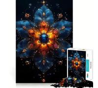 Rompecabezas de 1000 Piezas con diseño de Flor de Piedras Preciosas Azules y Naranjas Ideal para divertirte,estimular tu Cerebro,Jugar tranquilamente 38x26cm