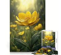 Rompecabezas de 1000 Piezas con diseño de Flor de ranúnculo Amarillo y Gotas de rocío para Adultos Ideal para ejercitar la Mente, Relajarse y divertirse Bordes Uniformes (50x75cm)