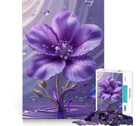Rompecabezas de 1000 Piezas con diseño de Flor Morada y Gotas de Agua para Adolescentes Desarrolla la Mente y Divierte a Toda la Familia Bordes precisos Regalo Memorable (50x75cm)