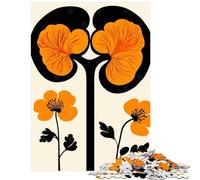 Rompecabezas de 1000 Piezas con diseño de Flor Naranja y riñón para Adultos Ideal para Adolescentes para armar para interacción Entre Padres e Hijos para cumpleaños (38x52cm)