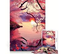 Rompecabezas de 1000 Piezas con diseño de Flores de Cerezo de Japón para Adultos Ejercicio cognitivo Escapada Relajante Sin Bordes ásperos Regalo Ideal (50x75cm)