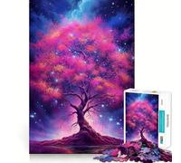 Rompecabezas de 1000 Piezas con diseño de Flores de Cerezo y Estrellas,Corte Premium,Juego Creativo para ejercitar la Mente,Paz y diversión,decoración navideña para Pared (38x26cm)