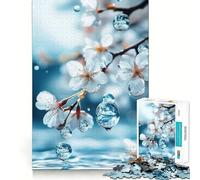 Rompecabezas de 1000 piezas con diseño de flores de cerezo y gotas de lluvia Juego divertido para desarrollar la capacidad de razonamiento Juego casual para el tiempo libre Decoración navideña 50x75cm