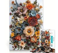 Rompecabezas de 1000 Piezas con diseño de Flores de Papel Vintage para Adolescentes Juego de concentración Mental Corte de precisión Bordes Lisos Juego Ideal para Rellenar Calcetines navideños