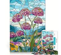 Rompecabezas de 1000 Piezas con diseño de Flores de vidrieras, Ajuste, Arte para estimular el Cerebro, Juego para el Tiempo de Descanso, decoración navideña para la Pared (50x75cm)