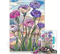 Rompecabezas de 1000 Piezas con diseño de Flores de vidrieras, Corte preciso, Arte, lógica, Juego Relajante, Regalo Divertido de cumpleaños (50x75cm)