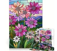 Rompecabezas de 1000 Piezas con diseño de Flores de vidrieras para Adultos Ideal para Entrenar la Memoria y Disfrutar en Silencio Bordes precisos (38x26cm)