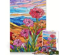 Rompecabezas de 1000 Piezas con diseño de Flores de vidrieras para Adultos Ideal para Entrenar la Memoria y Disfrutar en Silencio Bordes precisos (50x75cm)