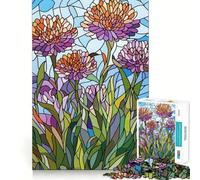 Rompecabezas de 1000 Piezas con diseño de Flores de vidrieras Piezas de Corte Limpio Juguete para desarrollar la Capacidad cognitiva Ideal para Momentos de Calma y diversión exhibir